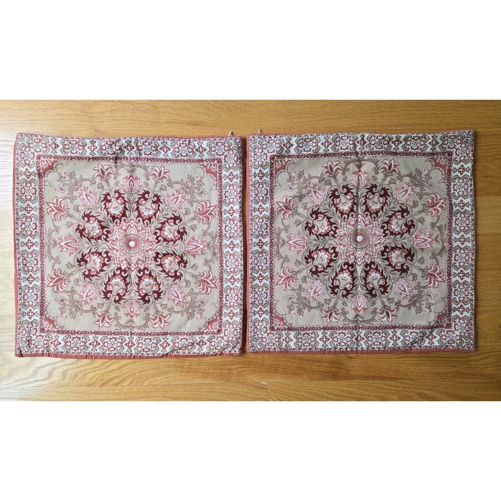 Pottery Barn Cotton/Linen Pillow Covers 20x20 (Set of 2) Floral Design Zip Close